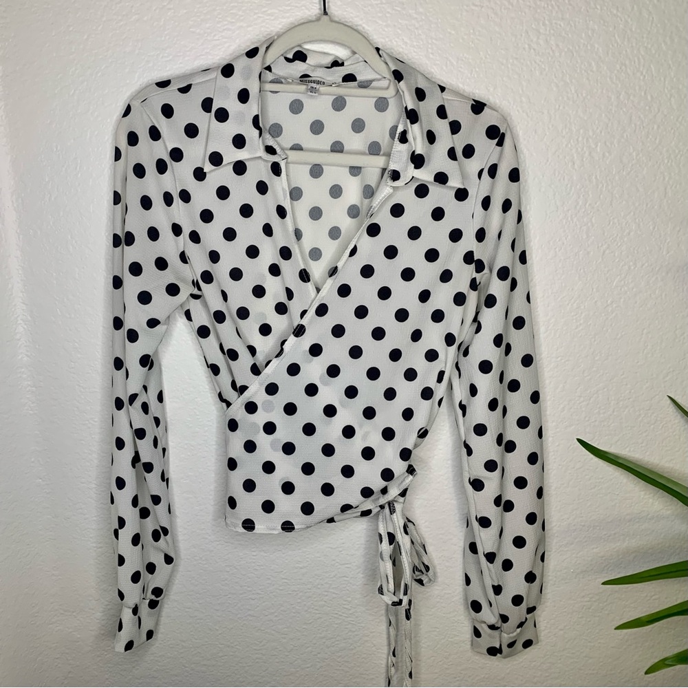 Missguided Polka Dot Wrap Crop Top